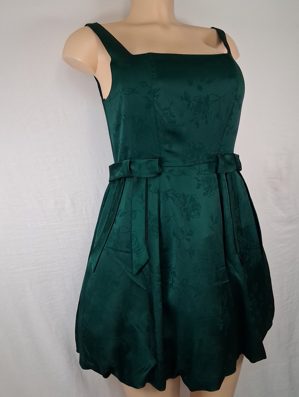 Francesca's Collections Teal Floral Satin Fit-and-Flare Mini Dress Size L - Picture 8 of 16
